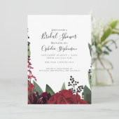 Brautparty | Elegant Burgundy Marsala Floral Ankündigung (Stehend Vorderseite)