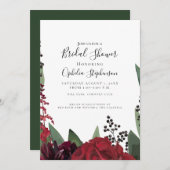 Brautparty | Elegant Burgundy Marsala Floral Ankündigung (Vorne/Hinten)