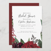 Brautparty | Elegant Burgundy Marsala Floral Ankündigung (Vorne/Hinten)