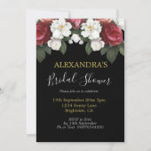 Brautparty Elegant Burgundy Rose Schwarzer Chic Einladung (Vorderseite)