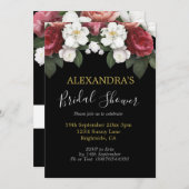 Brautparty Elegant Burgundy Rose Schwarzer Chic Einladung (Vorne/Hinten)