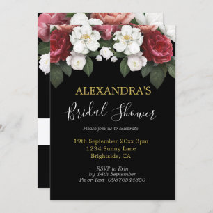 Brautparty Elegant Burgundy Rose Schwarzer Chic Einladung