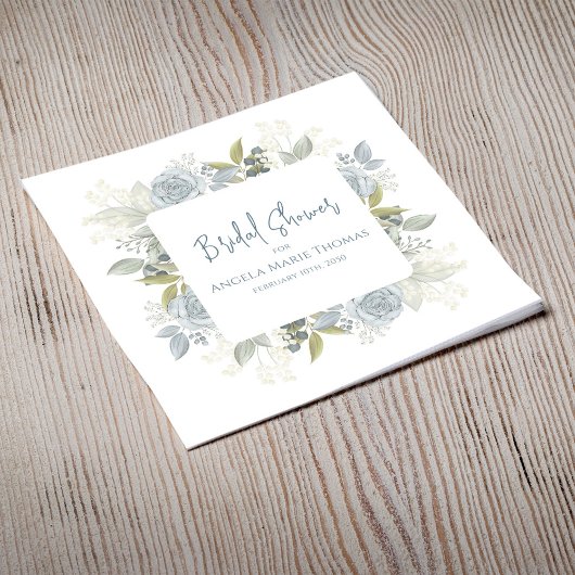 Brautparty Elegant Calligraphy Blue Floral Serviette