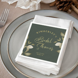 Brautparty elegant goldgrün dunkelgrün serviette