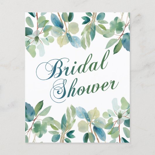 Brautparty Elegant Greenery Eukalyptus Card (Rückseite)