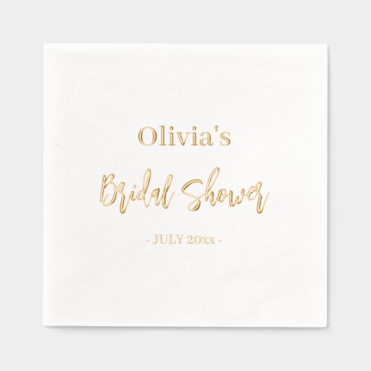 Brautparty Elegant Modernes Minimales Script Gold Servietten Mit Folie (Vorderseite)
