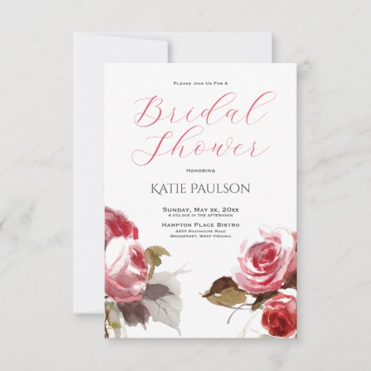 Brautparty Elegant Roses Einladung (Vorderseite)