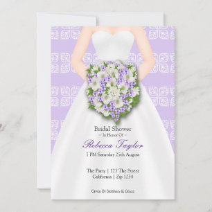 Brautparty Elegant Wedding Dress Lilac Blume Einladung