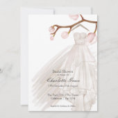 Brautparty Elegant Wedding Dress Pink Blume Einladung (Vorderseite)