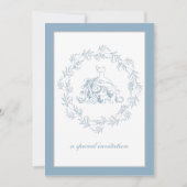 Brautparty - Elegante blaue Dusche einladen Einladung (Vorderseite)