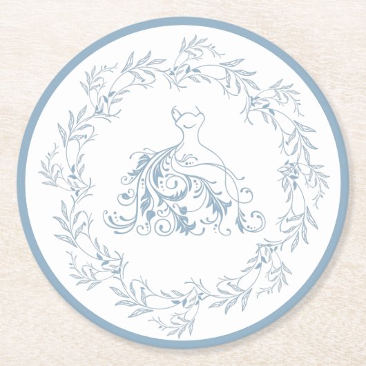 Brautparty - Elegante blaue Duschpapier-Untersetze Runder Pappuntersetzer (Vorderseite)