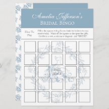 Brautparty - Elegante Blue Bingo Game Card