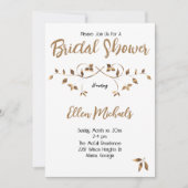 Brautparty Elegante Gold Blätter Einladung (Vorderseite)