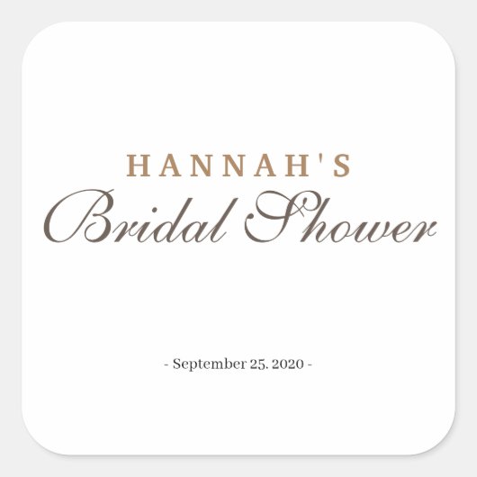 Brautparty Elegante Minimalistisch Golden Quadratischer Aufkleber (Vorderseite)