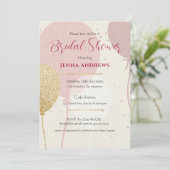 Brautparty Elegante Rosa Goldballons Einladung (Stehend Vorderseite)