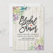 Brautparty Elegante Sukkulente Pflanze Rustikales Einladung (Vorderseite)