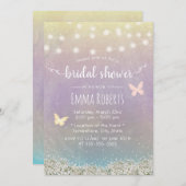 Brautparty Elegante Wasserfarben Butterfly Blumen Einladung (Vorne/Hinten)