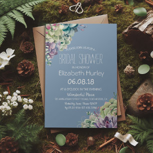Brautparty Elegante Wasserfarben Sukkulente Pflanz Einladung