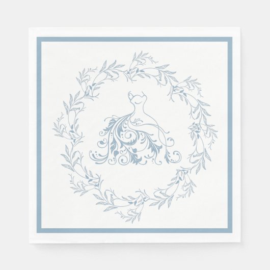 Brautparty - Elegantes blaues Duschpapier Napkins Serviette (Vorderseite)