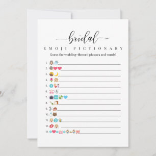 Brautparty Emoji Pictionary Game Card Einladung
