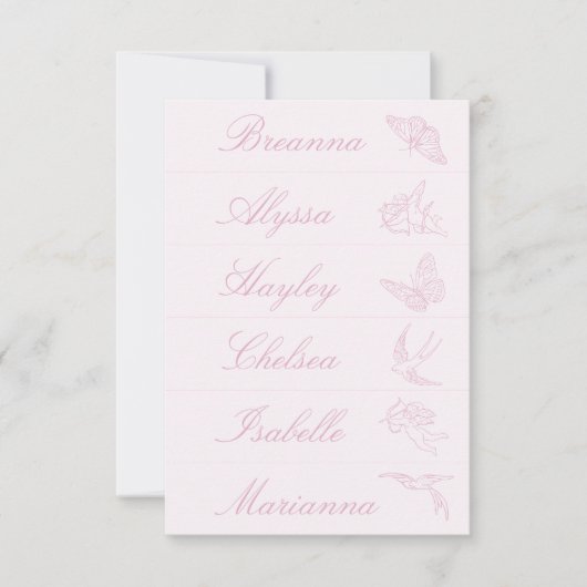 Brautparty Empfang Gästekarte 6 in 1 Ankündigung (Vorderseite)