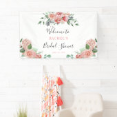 Brautparty Empfang Pink Rose Boho Blumenchic Banner (Insitu)