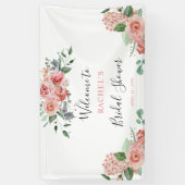 Brautparty Empfang Pink Rose Boho Blumenchic Banner (Vertikal)