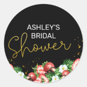 Brautparty Erdbeeren und Blume Runder Aufkleber (Vorderseite)