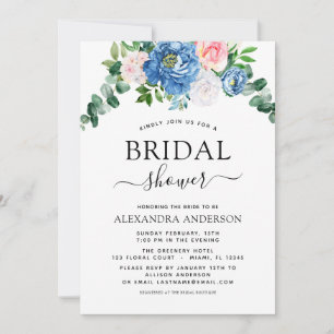 Brautparty Eucalyptus Blauer Rosa Blauer Blauer Bl Einladung