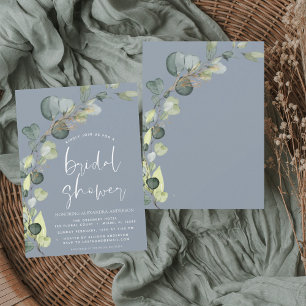 Brautparty Eucalyptus Dusty Blue Einladung Flyer