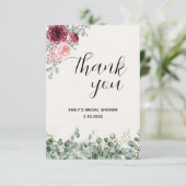 Brautparty Eucalyptus Florals Dankeskarte (Stehend Vorderseite)