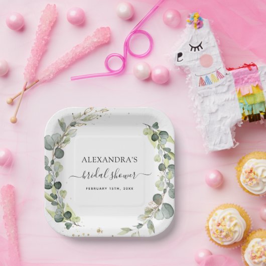 Brautparty Eucalyptus Greenery Boho Garden Pappteller (Party)