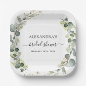 Brautparty Eucalyptus Greenery Boho Garden Pappteller (Vorderseite)