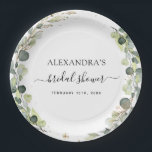 Brautparty Eucalyptus Greenery Boho Garden Pappteller<br><div class="desc">Eukalyptus Greenery Sukkulente Botanische Wasserfarben Frühjahrspresse Papier Teller auf weißem Hintergrund - beinhaltet schöne und elegante Schrift Typografie mit modernen botanischen Blätter und Grün für die besondere Hochzeitstag-Feier.</div>