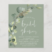 Brautparty Eucalyptus Sage Grüne Einladung Flyer (Vorne)
