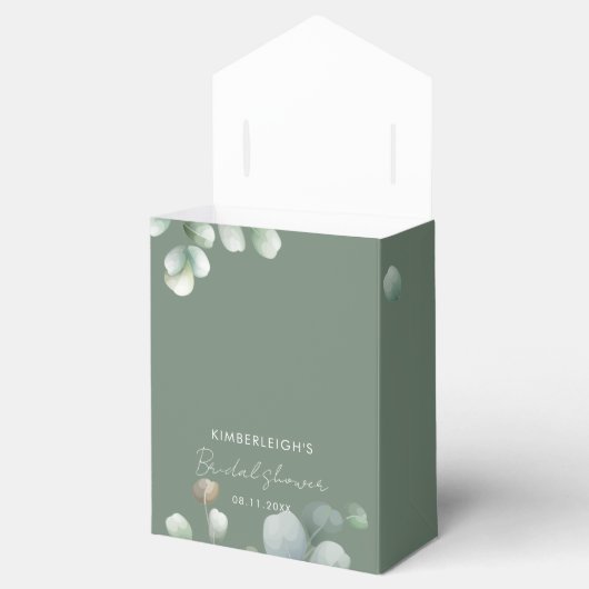 Brautparty Eucalyptus Script Minimalistisch Geschenkschachtel (Geöffnet)