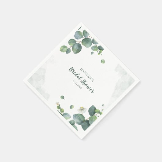 Brautparty Eucalyptus Script Watercolor Serviette (Ecke)