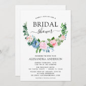 Brautparty Eukalyptus Blau Rosa Einladung (Vorne/Hinten)