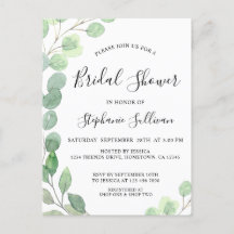 Brautparty Eukalyptus Einladung Postkarte