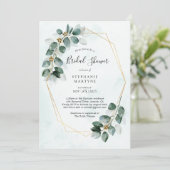 Brautparty Eukalyptus Geometrisches Wasser Einladung (Stehend Vorderseite)