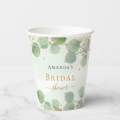 Brautparty Eukalyptus Glitzer Pappbecher (Rückseite)