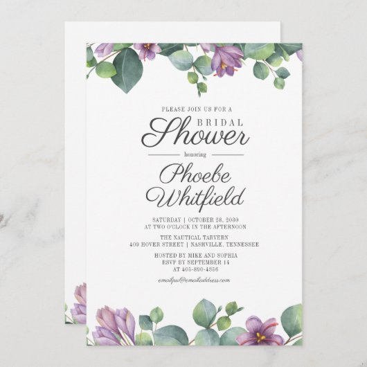 Brautparty Eukalyptus Greenery Einladung (Vorne/Hinten)