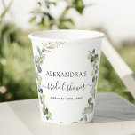 Brautparty Eukalyptus Greenery Paper Cups Pappbecher<br><div class="desc">Eukalyptus Greenery Sukkulente Botanische Wasserfarben Frühjahrspuppe Hochzeitspapier Cups - beinhaltet eine wunderschöne und elegante Schrift Typografie mit modernen botanischen Blätter und Grün für die besondere Hochzeitstagsfeier.</div>