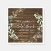 Brautparty Eukalyptus Greenery Rustikales Holz Serviette (Vorderseite)