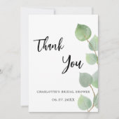 Brautparty Eukalyptus grün Danke Karte (Vorderseite)