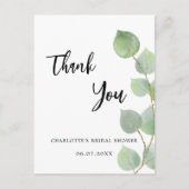 Brautparty Eukalyptus grün Danke Karte (Vorderseite)