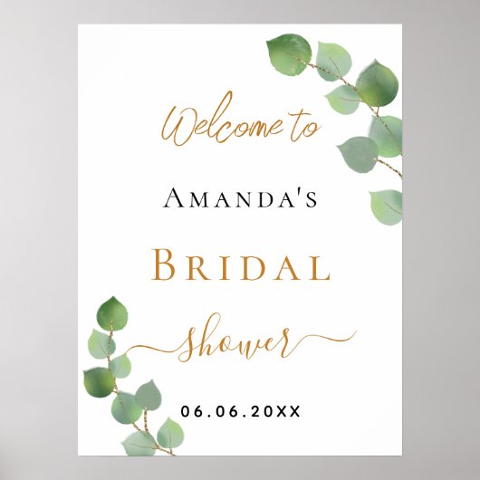 Brautparty Eukalyptus grün Empfang Poster (Vorne)