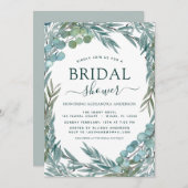 Brautparty Eukalyptus Grüne Einladung (Vorne/Hinten)