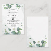 Brautparty Eukalyptus Grüne Einladung (Vorne/Hinten)