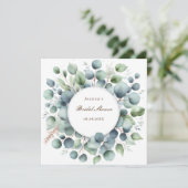 Brautparty Eukalyptus Grüne Napkins Einladung (Stehend Vorderseite)